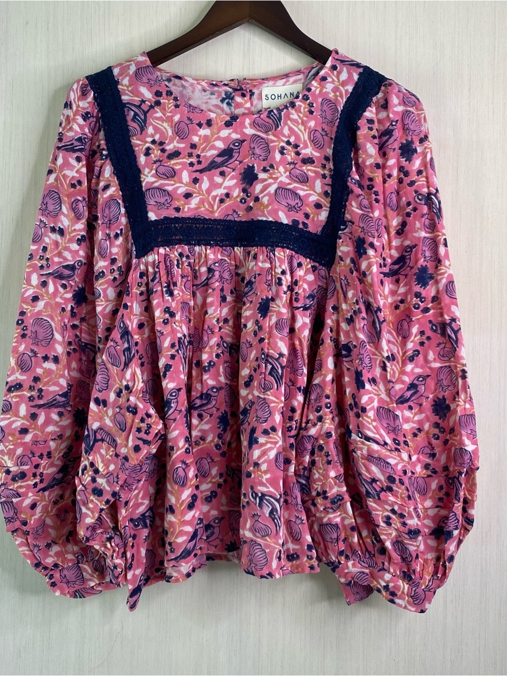 NWT Sohana Women’s Pink Floral Boho Peasant Brit Top Nest Print 2XL